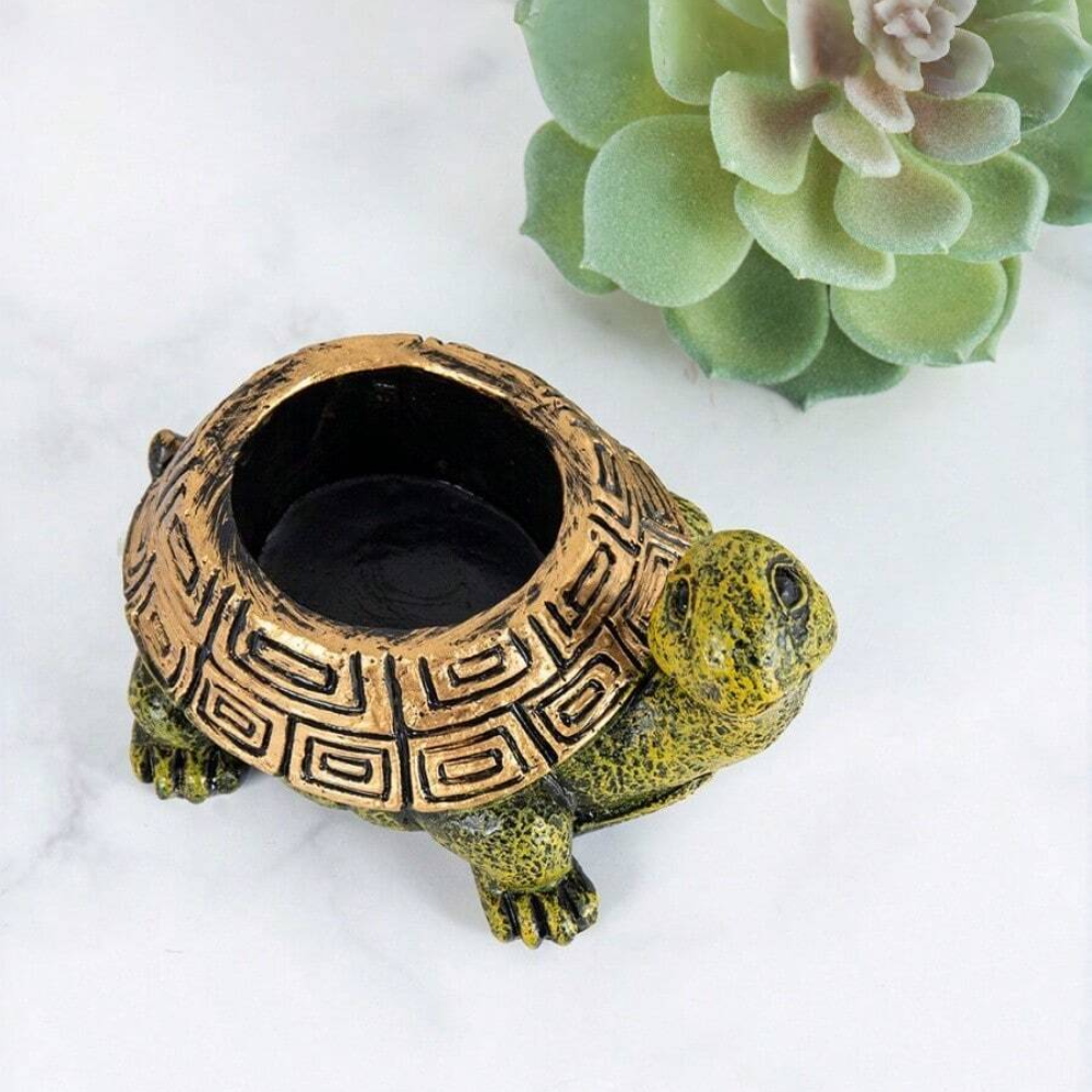 Turtle Shaped Resin Succulent Planter For Office Desk And Home Decor