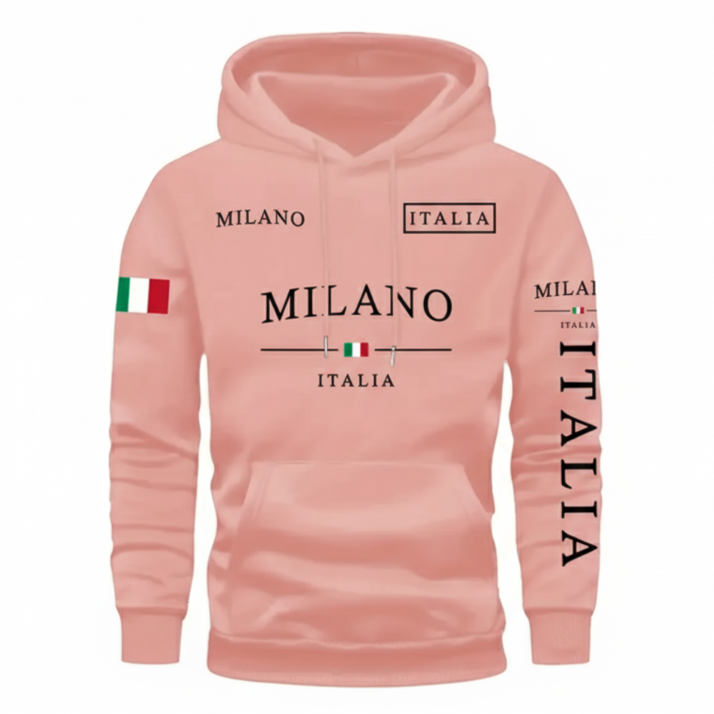 Milan Flag Inspired Geometric Print Hoodies For Couples