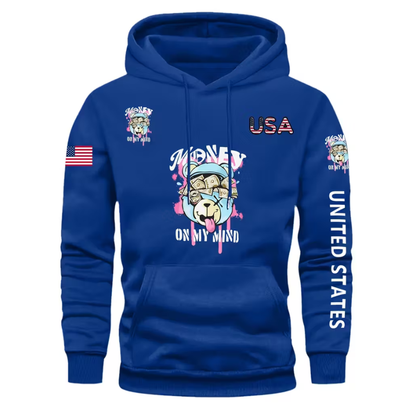 Men Pullover Hoodie With Dog Design