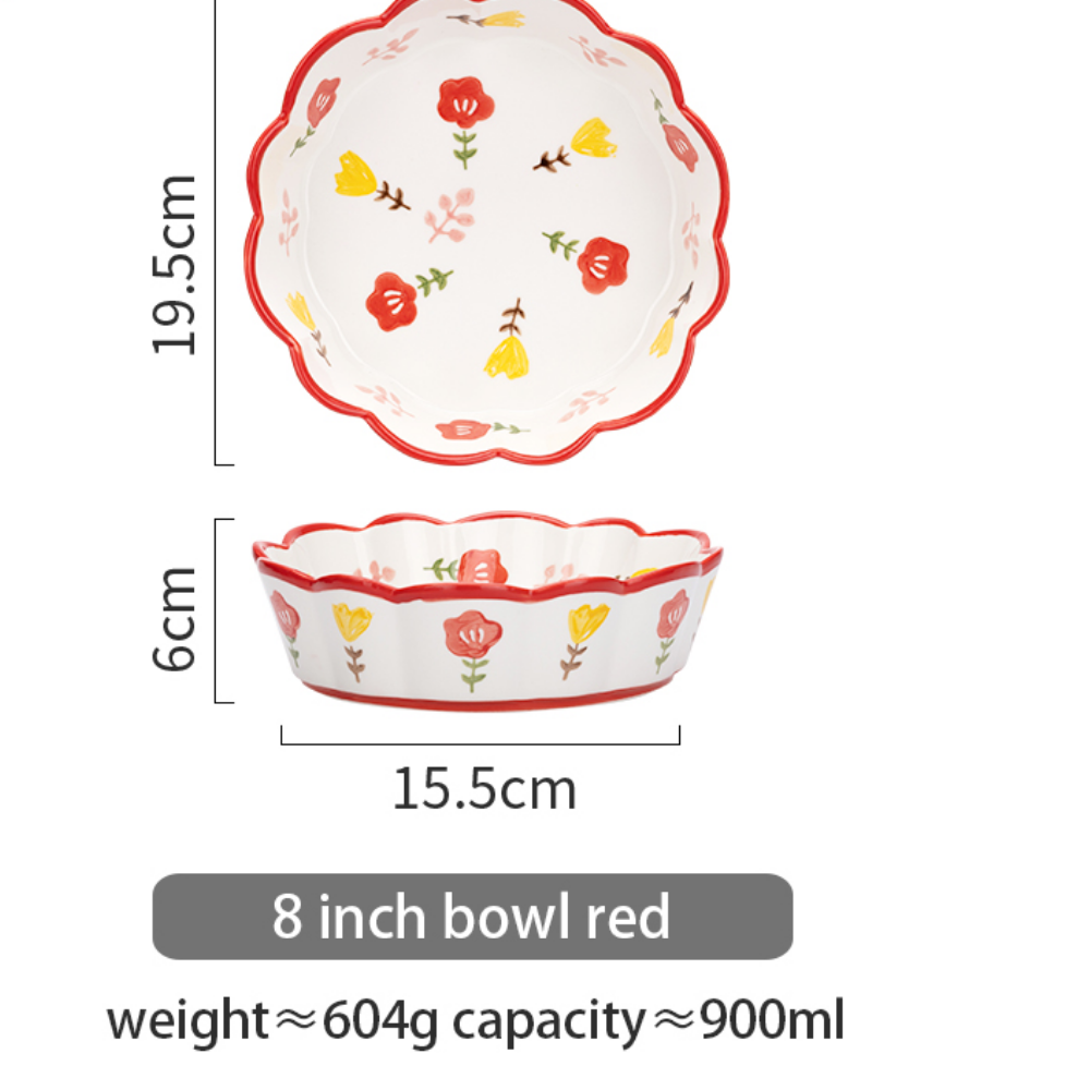 Flower Pattern Wavy Edge Bowl - Grafton Collection