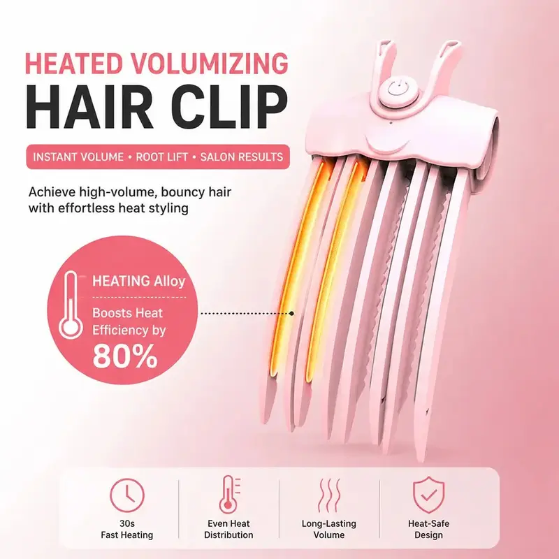 Rechargeable Portable Heated Hair Root Lifter Brush For Women