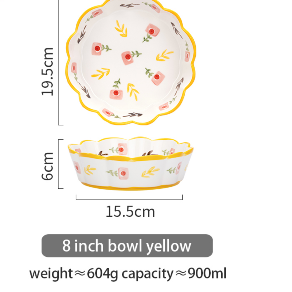 Flower Pattern Wavy Edge Bowl - Grafton Collection