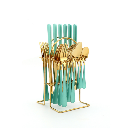 24 Piece Stainless Steel Flatware Set + Stand - Grafton Collection