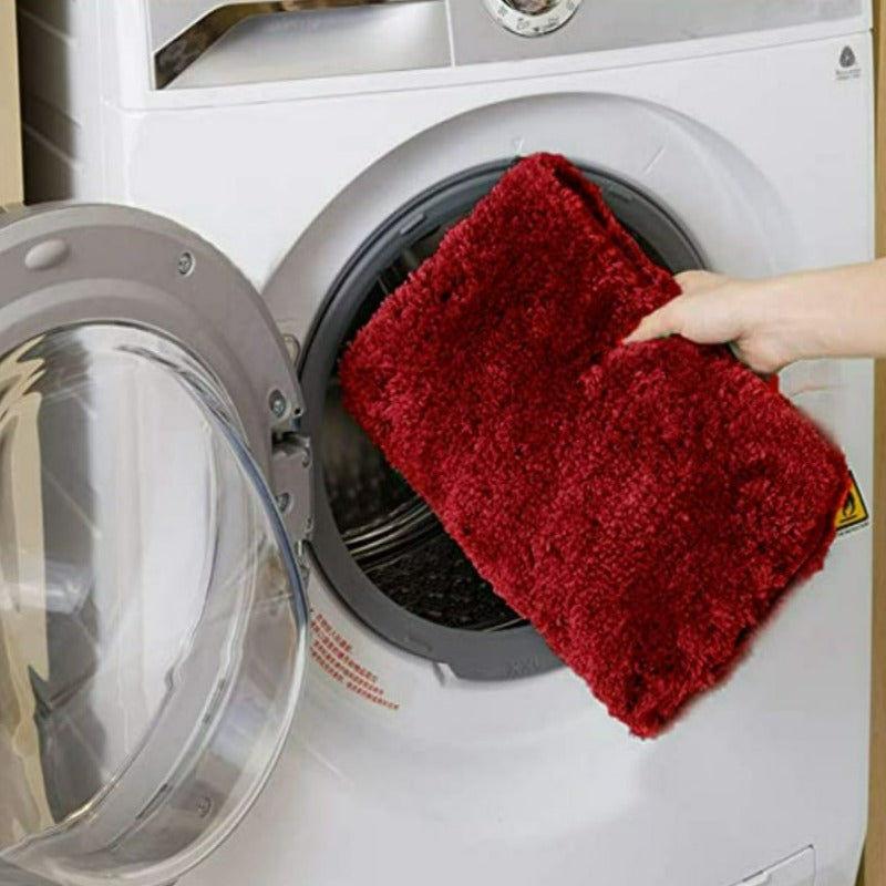 Red Bathroom Rug Non Slip Bath Mat - Water Absorbent Soft Microfiber Shaggy Bathroom Mat Machine Washable Bath Rug for Bathroom Thick Plush Rugs for Shower - Grafton Collection