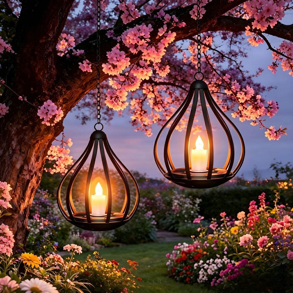 Solar Water Drop Shape Candle Lantern with Flickering Effect & Reflective Patterns
