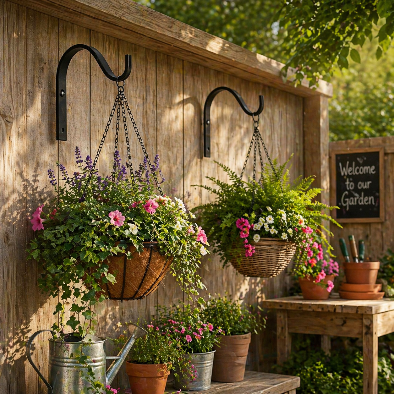 Forged Iron Wall Hooks For Hanging Plants And Lanterns