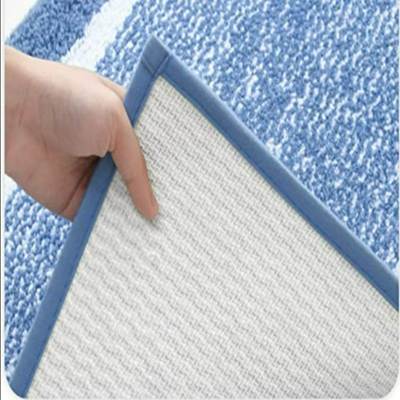 Blue Colored Non Slip Bath Mat-Soft and Water Absorbent Rug, Machine Washable Plush Mat for Bathroom, Laundry Room and Living Room - Grafton Collection