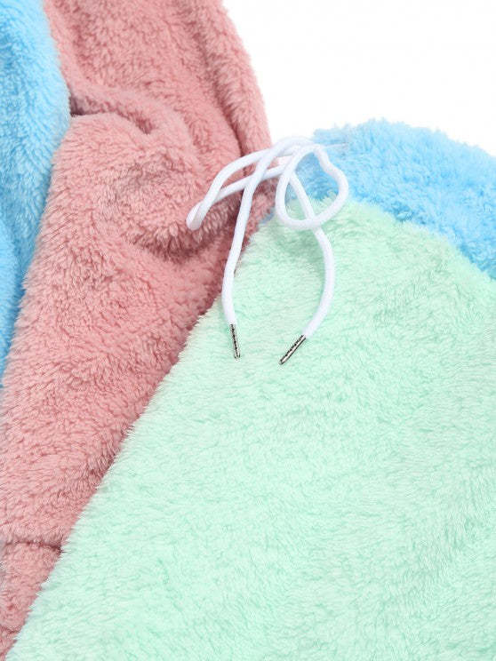Panel Fluffy Hoodie And Pants Two Piece Set - Grafton Collection