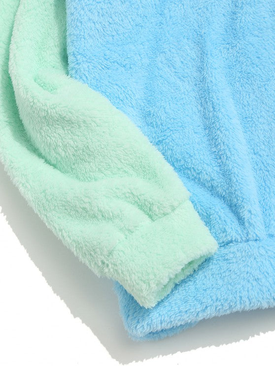 Panel Fluffy Hoodie And Pants Two Piece Set - Grafton Collection