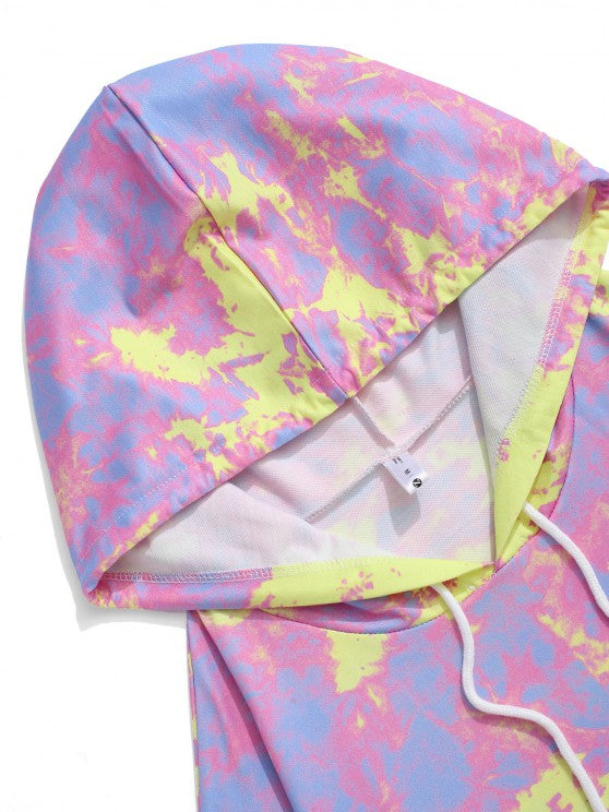 Letter Pattern Tie Dye Hoodie And Pants Set - Grafton Collection