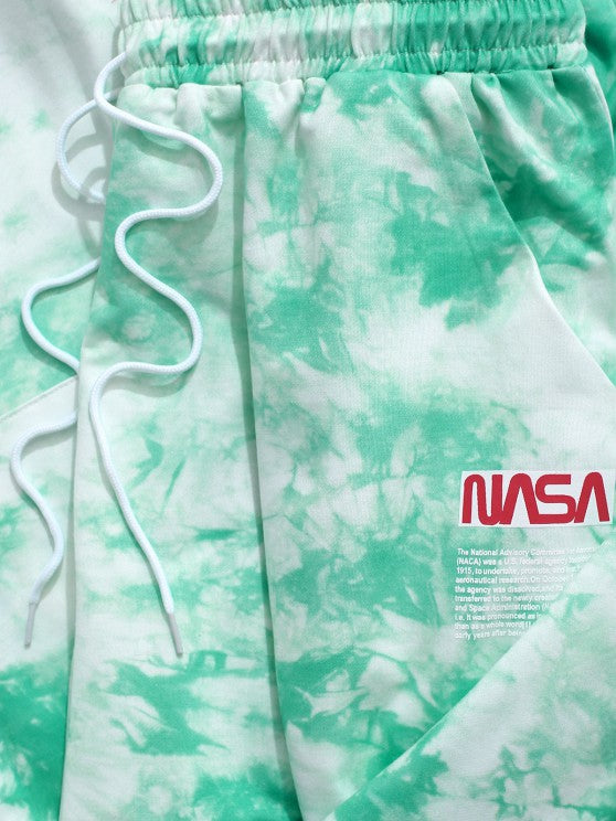 Letter Pattern Tie Dye Hoodie And Pants Set - Grafton Collection