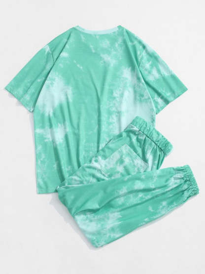 Tie Dye Happy Print Tee And Pants Set - Grafton Collection