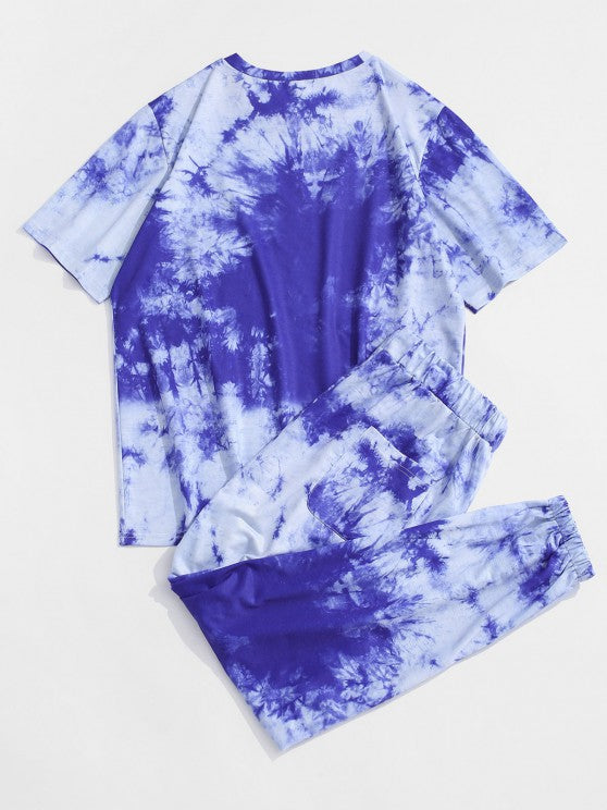 Tie Dye Happy Print Tee And Pants Set - Grafton Collection