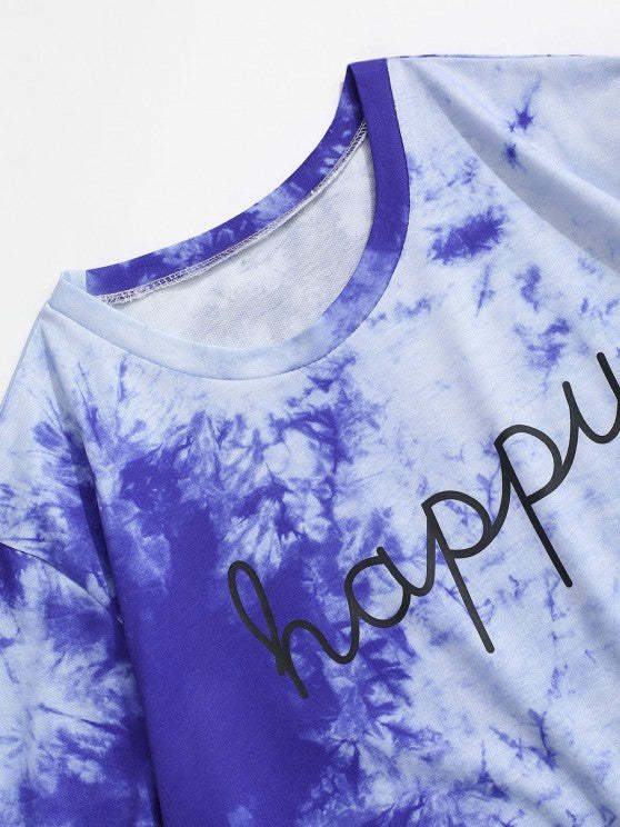 Tie Dye Happy Print Tee And Pants Set - Grafton Collection