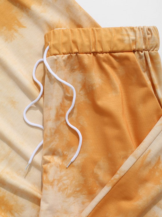 Tie Dye Happy Print Tee And Pants Set - Grafton Collection