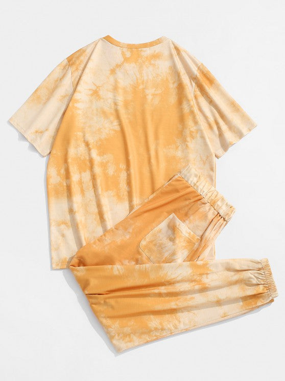 Tie Dye Happy Print Tee And Pants Set - Grafton Collection