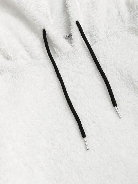 Letter Applique Fur Fluffy Hoodie And Pants Set - Grafton Collection