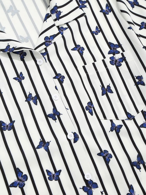 Stripe Butterfly Shirt And Shorts Two Piece Set - Grafton Collection