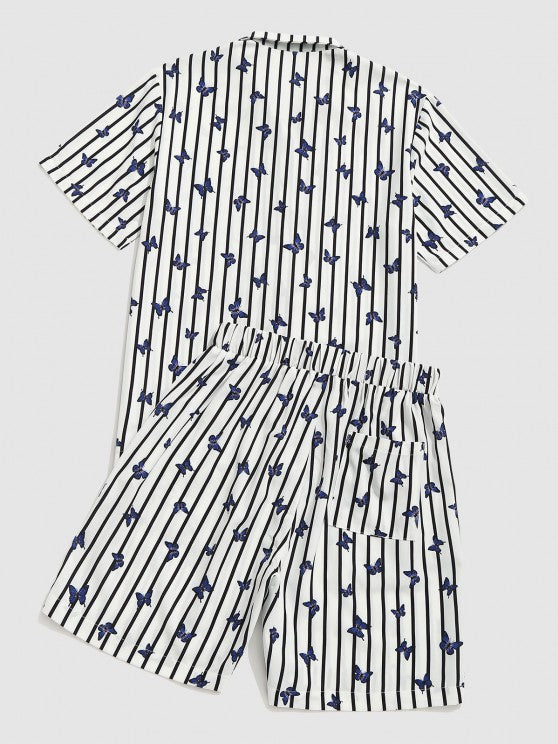 Stripe Butterfly Shirt And Shorts Two Piece Set - Grafton Collection