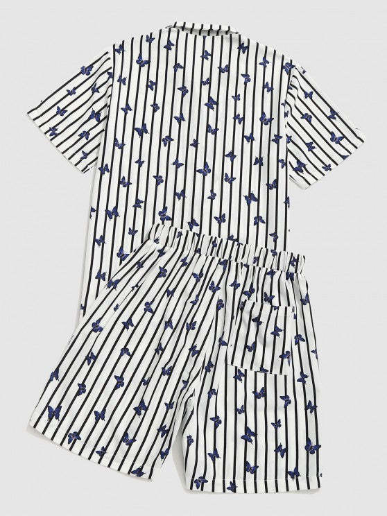 Stripe Butterfly Shirt And Shorts Two Piece Set - Grafton Collection