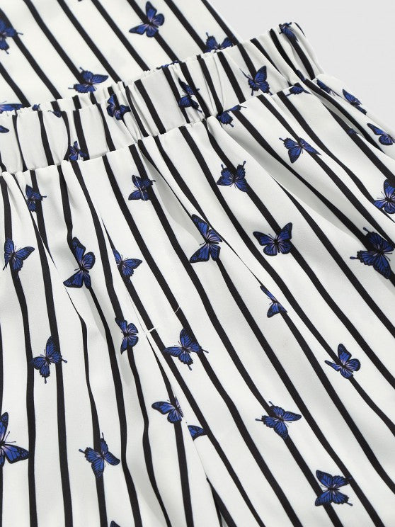 Stripe Butterfly Shirt And Shorts Two Piece Set - Grafton Collection