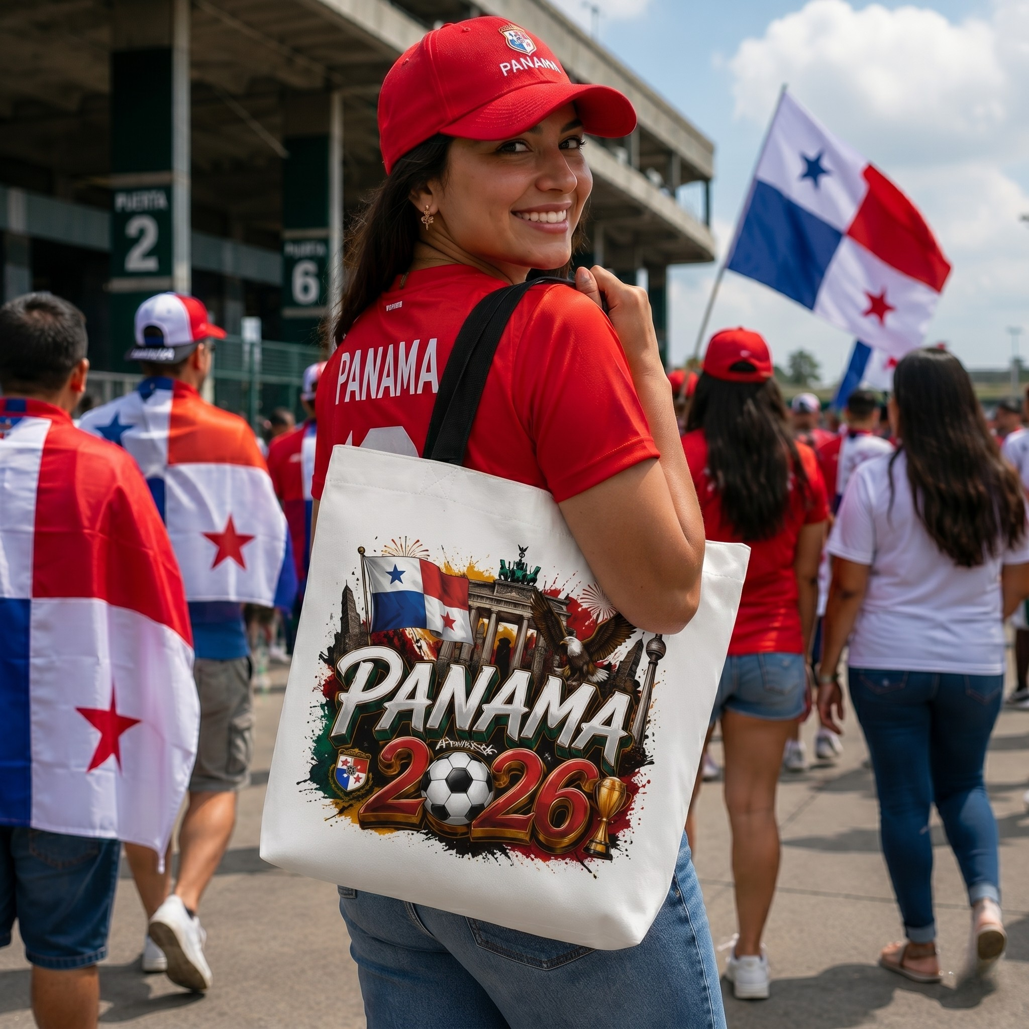 World Cup 2026 Panama Graphic Printed Football Supporter Tote Bag