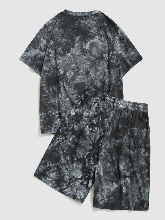 Tie Dye Print T Shirt And Shorts Set - Grafton Collection