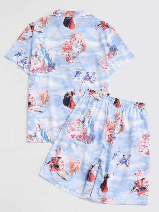 Characters Renaissance Printed Shirt And Shorts Set - Grafton Collection