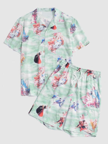 Characters Renaissance Printed Shirt And Shorts Set - Grafton Collection