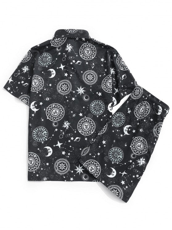 Sun Moon Star Printed Shirt And Shorts - Grafton Collection