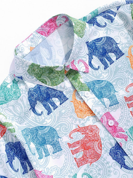 Bohemian Elephant Print Shirt And Shorts Set - Grafton Collection