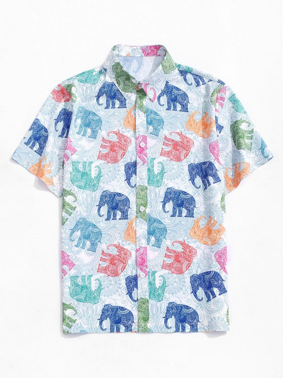 Bohemian Elephant Print Shirt And Shorts Set - Grafton Collection