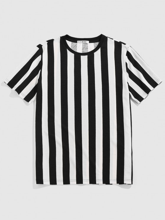 Contrast Striped Print T Shirt And Shorts - Grafton Collection