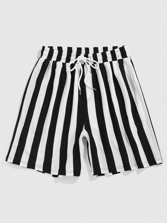 Contrast Striped Print T Shirt And Shorts - Grafton Collection