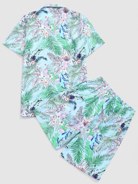Flower Leaf Tropical Printed And Shorts - Grafton Collection