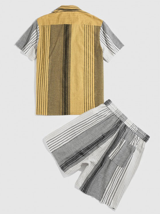 Contrasting Stripe Shirt And Shorts - Grafton Collection