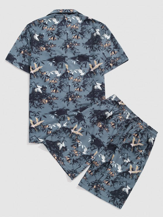 Bird Printed Shirt And Shorts - Grafton Collection