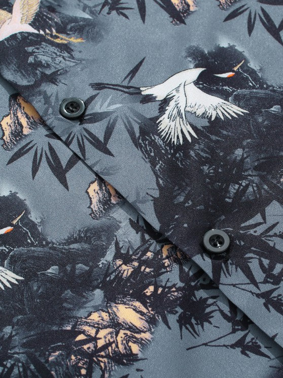 Bird Printed Shirt And Shorts - Grafton Collection