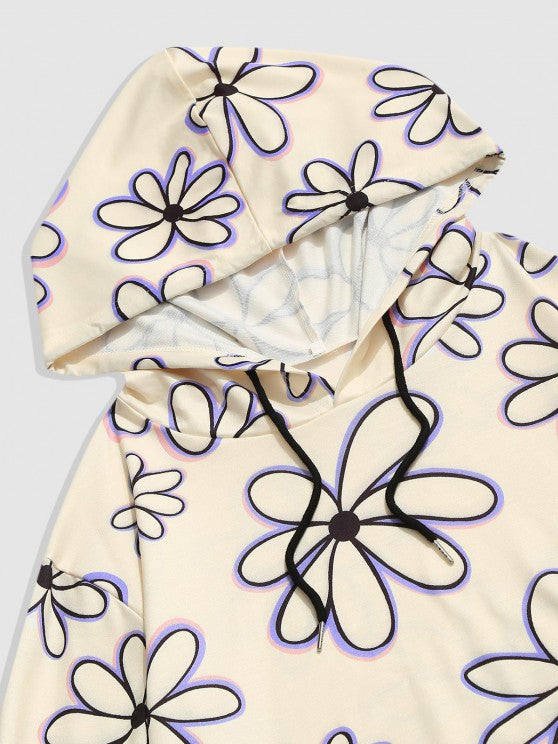 Flower Print Hoodie And Shorts - Grafton Collection