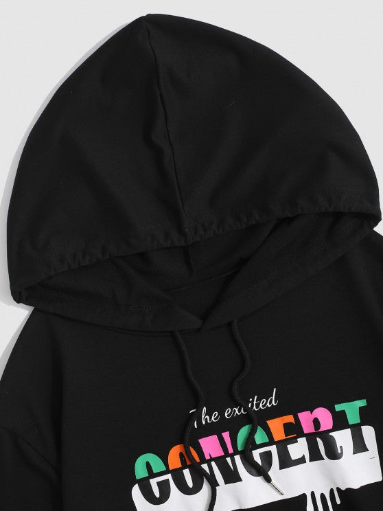 Letters Graphic Printed Hoodie And Sports Pants - Grafton Collection