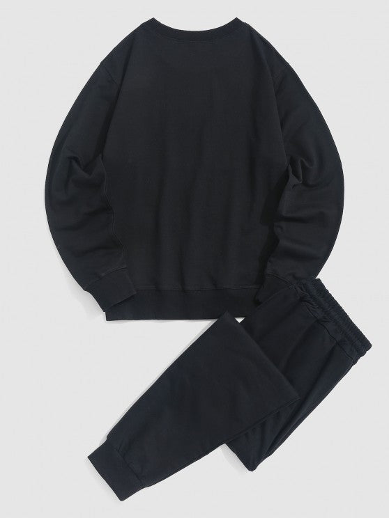 Letters Rocket Print Graphic Sweatshirt And Sweatpants - Grafton Collection