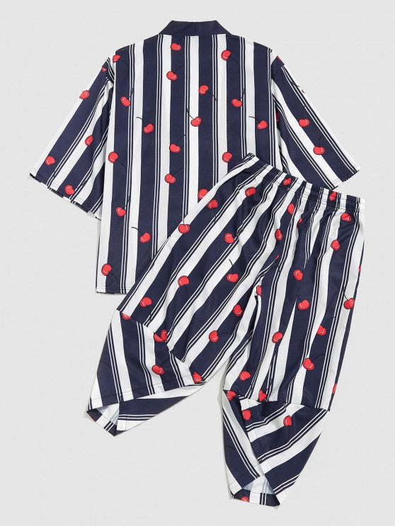 Cherry Stripe Shirt And Baggy Pants - Grafton Collection