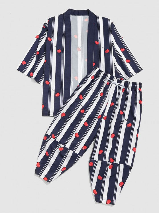 Cherry Stripe Shirt And Baggy Pants - Grafton Collection