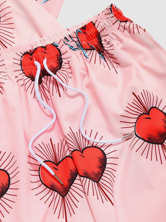 Printed Kimono Cardigan Shirt And Cropped Pants Set - Grafton Collection