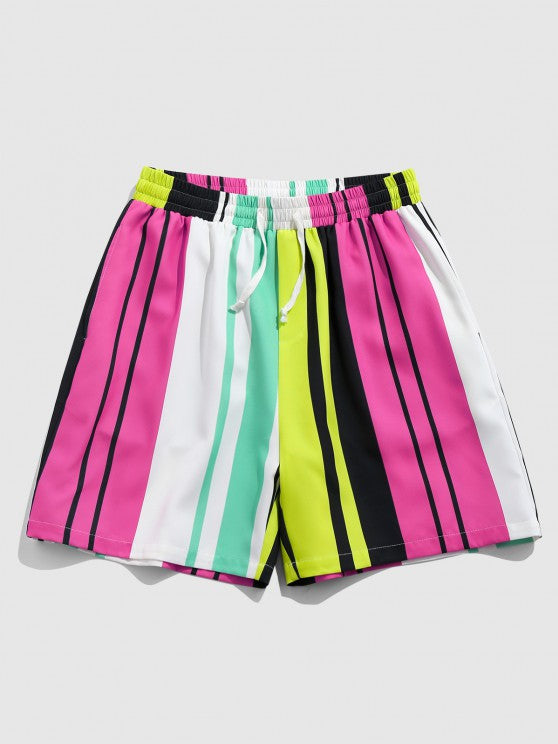 Striped Printed Pocket Shirt And Shorts Set - Grafton Collection