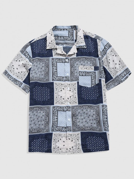 Scarf Patchwork Shirt And Shorts Set - Grafton Collection