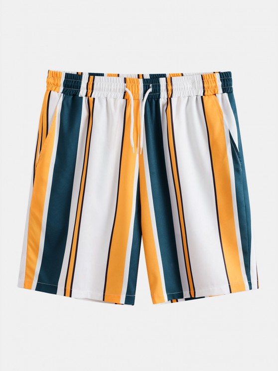 Contrast Stripe Print Shirt And Shorts Set - Grafton Collection