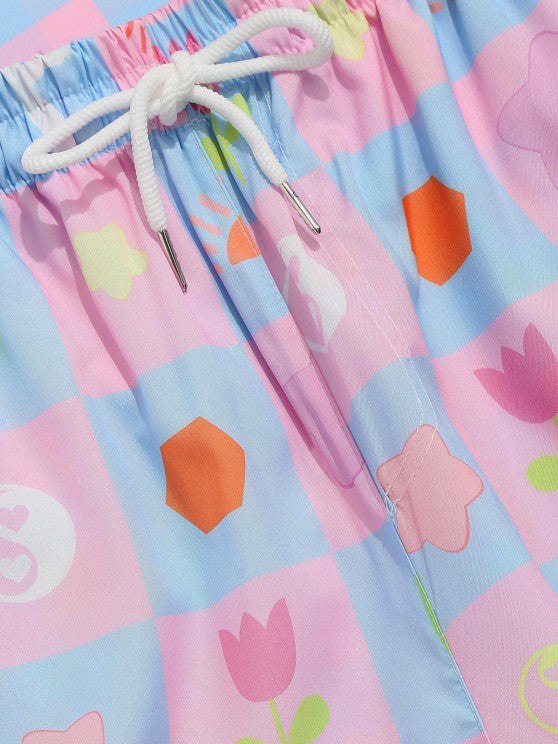 Floral Check Print Shirt And Shorts - Grafton Collection