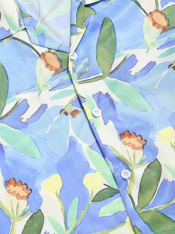 Flower Painting Vacation Shirt And Shorts Set - Grafton Collection