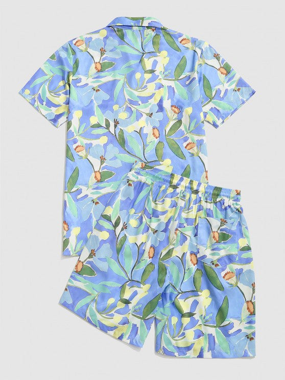 Flower Painting Vacation Shirt And Shorts Set - Grafton Collection